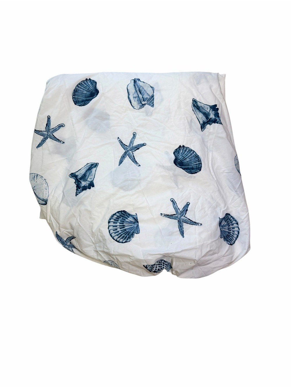 L.L.Bean Seashell Percale Sheet Set Queen Coastal Nautical 4 Pc White Navy - Picture 3 of 7